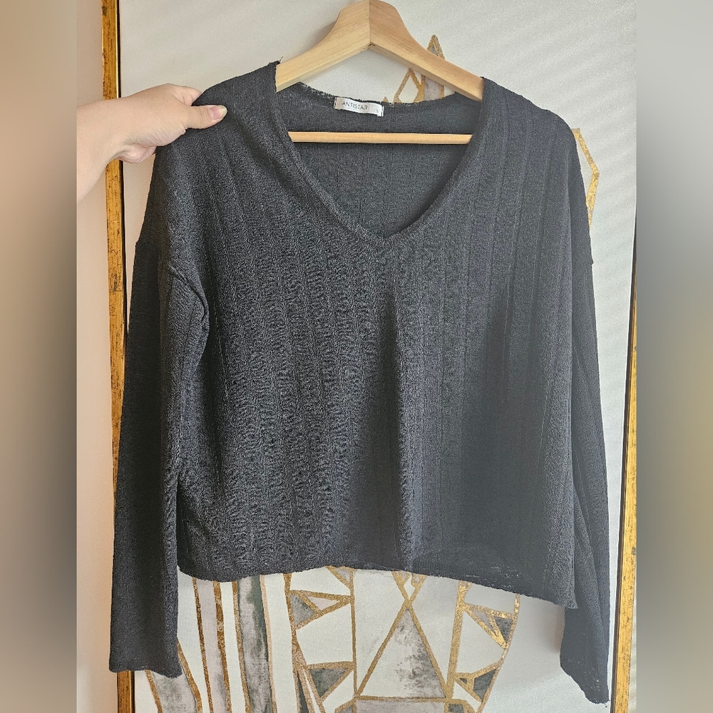 Sheer Long Sleeve - Black - Small